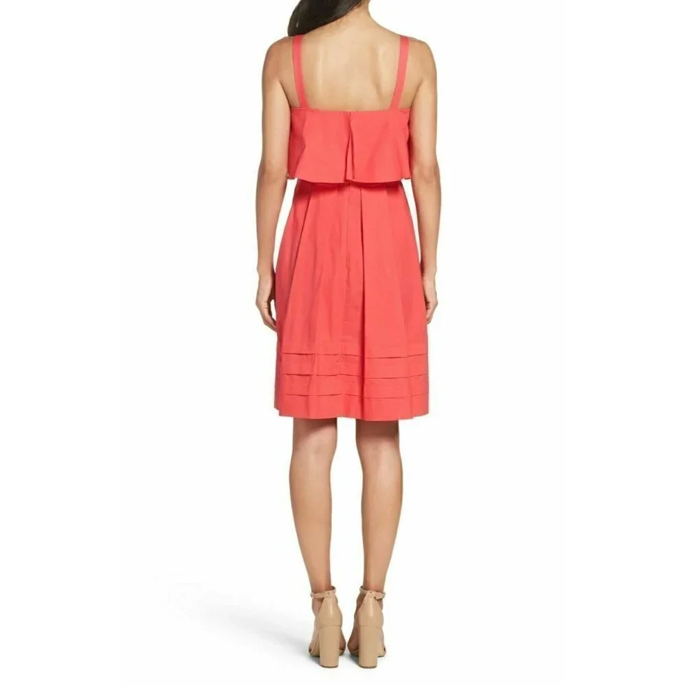 Eliza J Women's Pink Cotton Flouncy Ruffle Fit & Flare Sundress Dress Size 16 - Picture 9 of 12